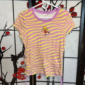 The Simpsons XL Lisa Skateboarding Psychedelic Purple Lime Green Fit Tee Shirt